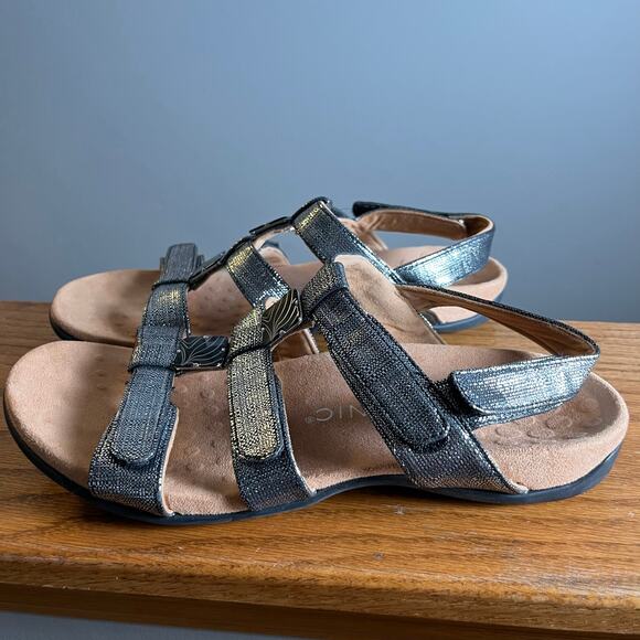 Vionic Amber Sandal Women's Size 10 Black Metallic Comfort Podiatrist Designed - Picture 3 of 7